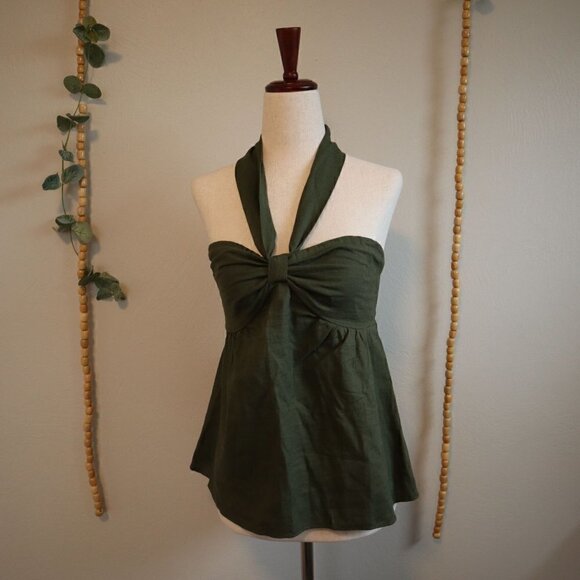 NWT GAP Green Halterneck Flowing Blouse Size XS - Picture 2 of 4